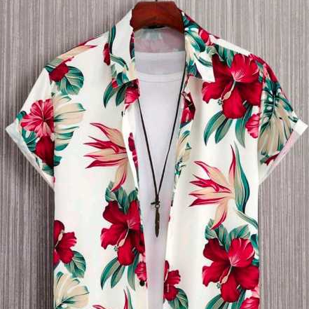 Kemeja Hawaii Pria Motif Bunga Tropical Premium – Kemeja Pantai Casual Lengan Pendek