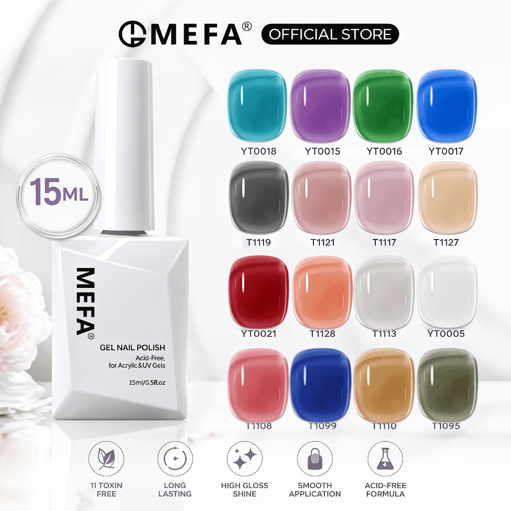 MEFA Jelly Gel Nail Polish 15ml – UV/LED Kutek Gel Transparan Semi Permanen untuk Base & Top Coat Na