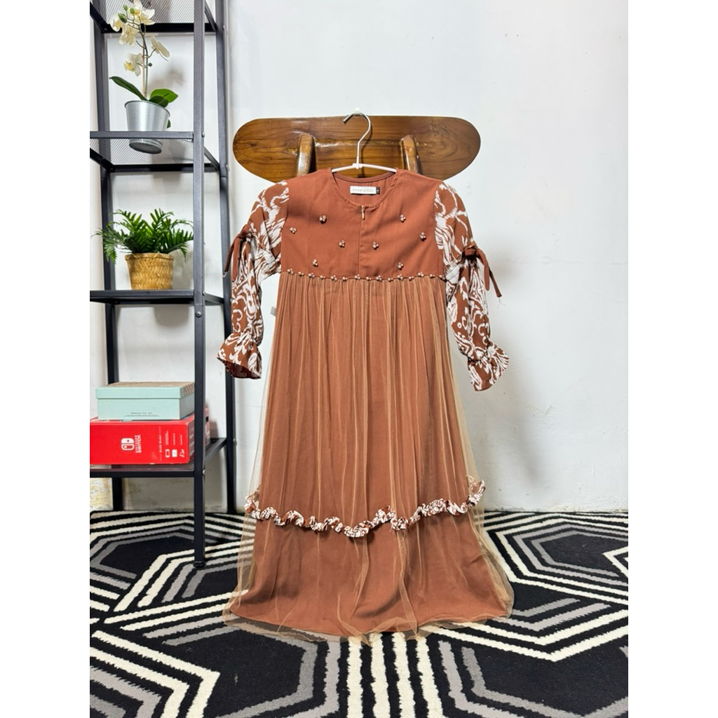 Dress Anak | Gamis Anak | Dwi Dress Kids couple X Kaleela warna Terracota size L