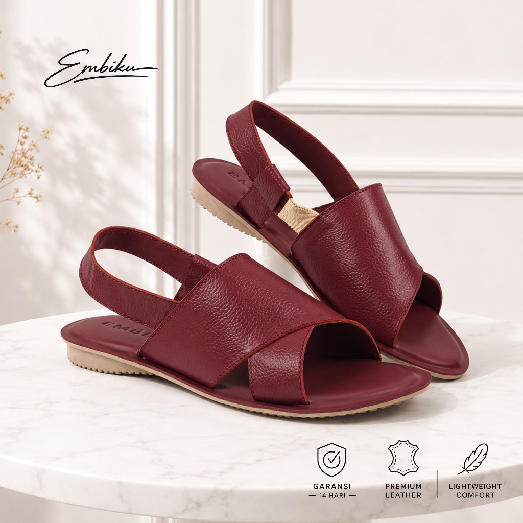 TAMYA Sandal Kulit Wanita - Sandal Tali Teplek Kulit Asli Garut - Sandal Kulit Garut