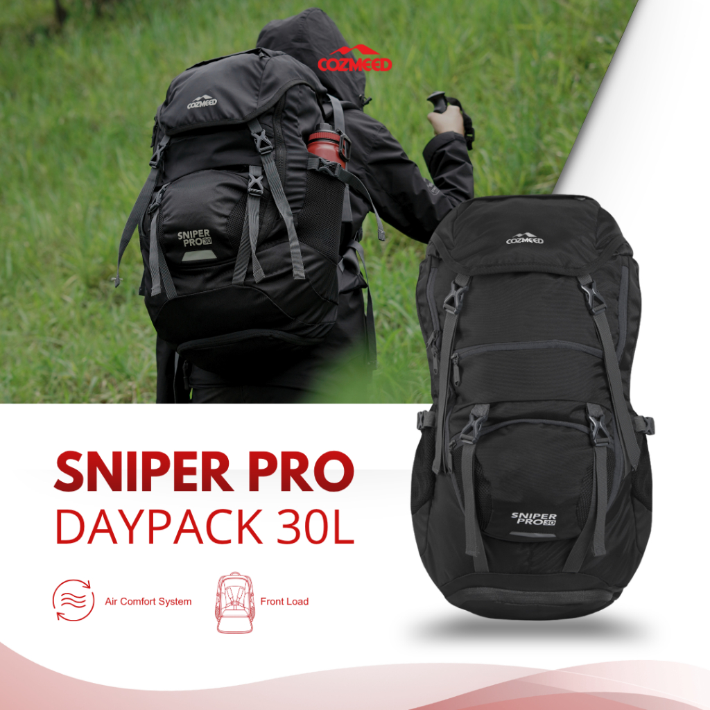 Cozmeed Tas Ransel Gunung Outdoor Backpack Traveling Pria Wanita Daypack Naik Gunung Sniper Pro 30L 