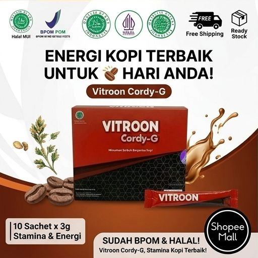 Vitroon Cordy-G (Minuman Serbuk Berperisa Kopi) - isi 10 sachet 100% Original bisa COD