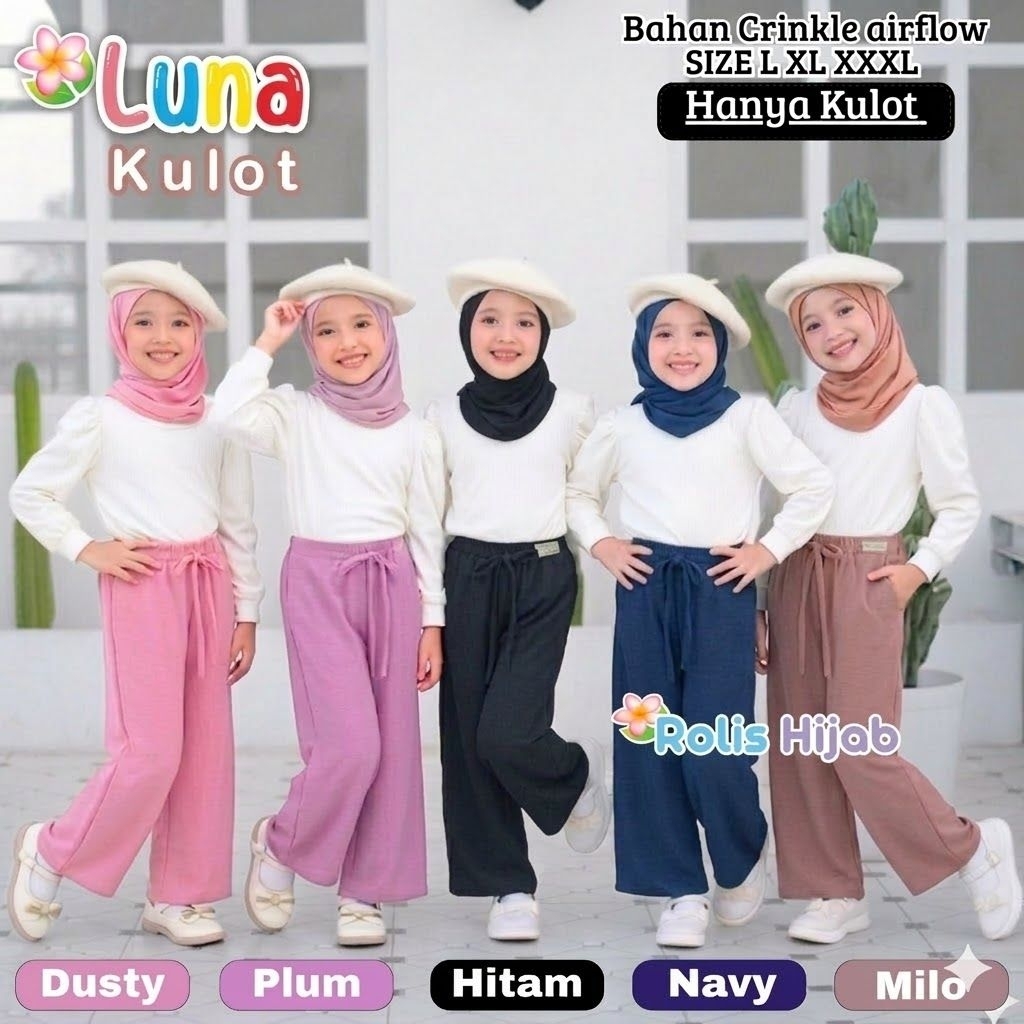 Celana kulot anak crinkle/celana panjang anak/kulot kekinian/kulot crinkle/kulot anak