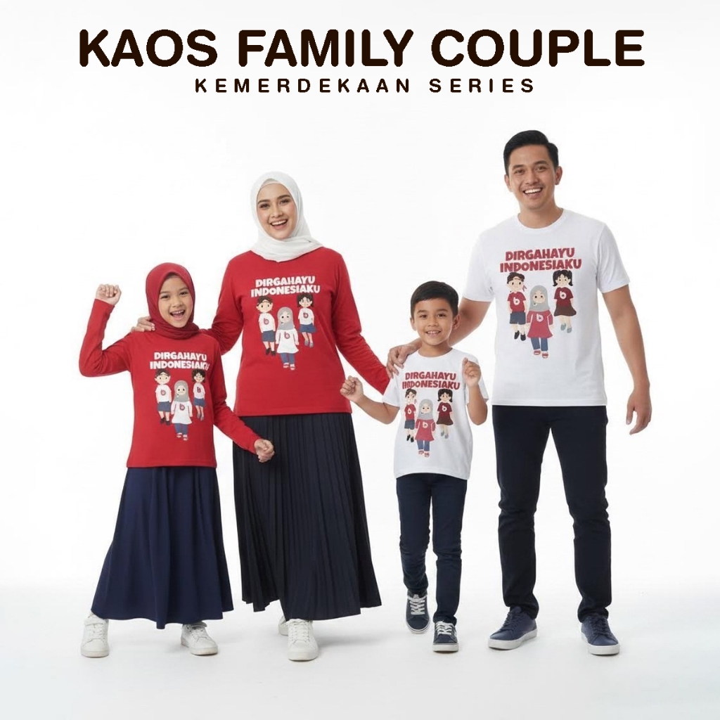 Terbaru Kaos Couple Family Agustusan Anak Dan Dewasa Motif Balap Kelereng Warna Merah Putih