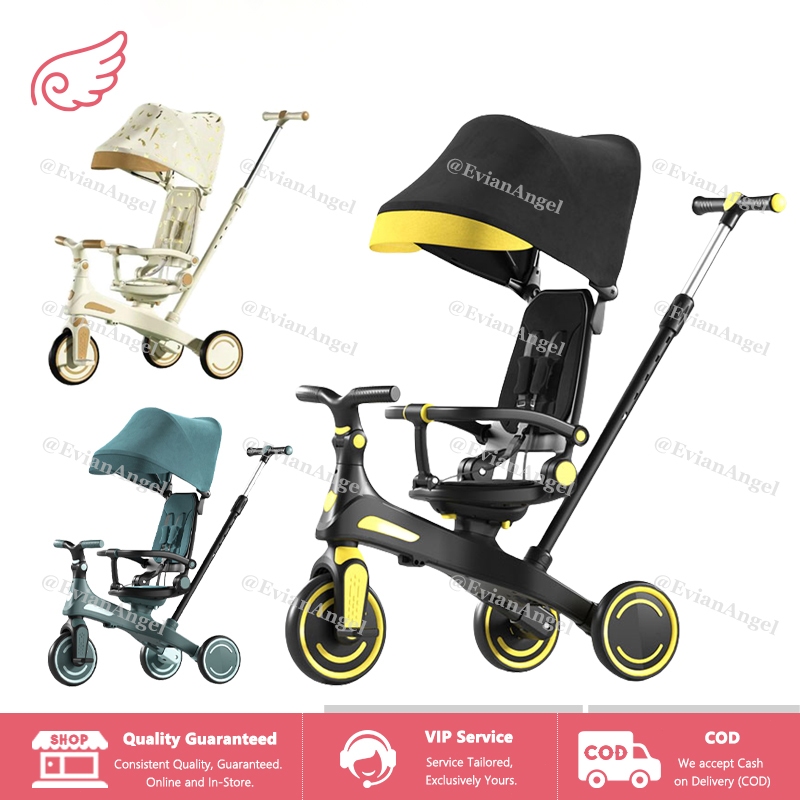 EVIANANGEL Sepeda Roda Tiga Tricycle Stroller Baby Sepeda Anak Lipat Pedal Baby Stroller Sepeda Anak