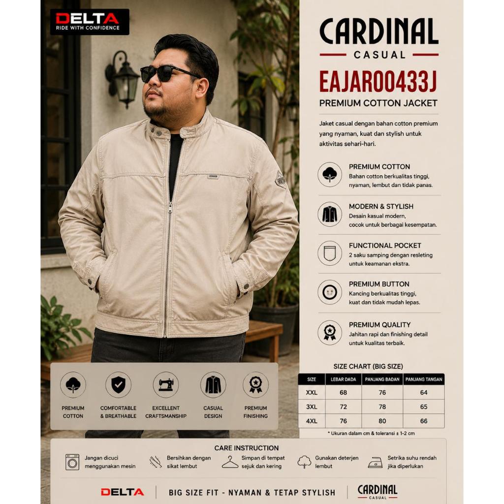 CARDINAL Men Cotton Style Jacket Work Multi Pocket Jaket Pria Big Size Katun || EAJAR || CAR 125