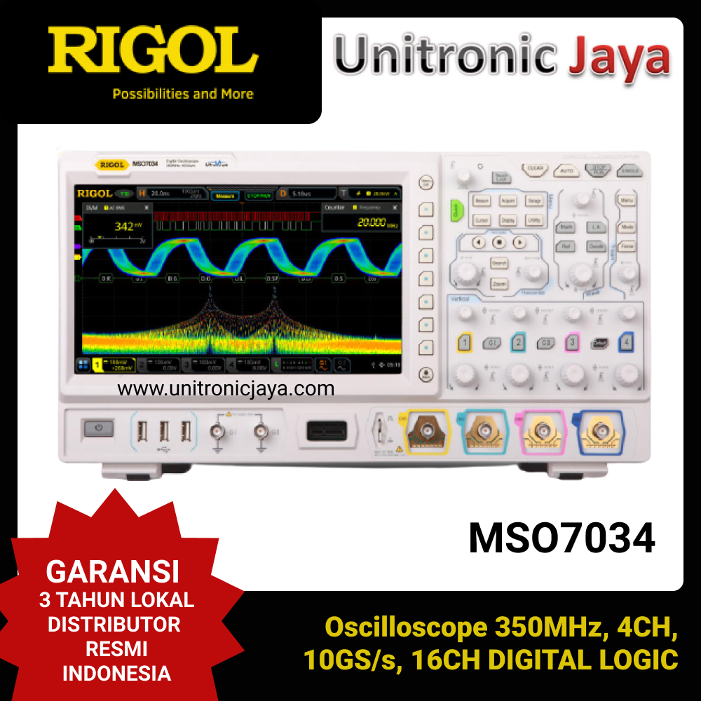 RIGOL MSO7034 Oscilloscope 350MHz, 4CH, 10GS/s, 16CH Digital Logic Analyzer
