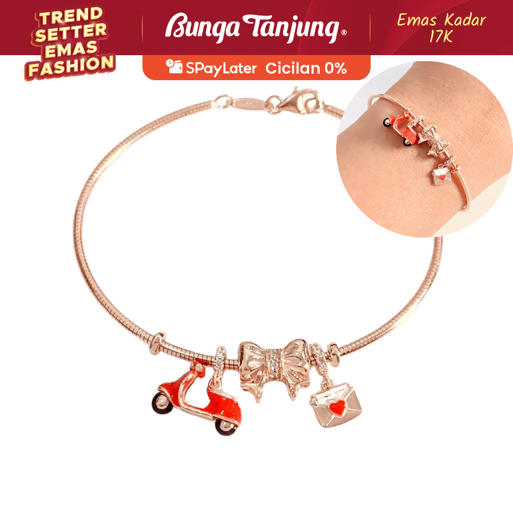 GELANG CHOKER DHARA MOTORCYCLE - EMAS 17K - BUNGA TANJUNG GOLD