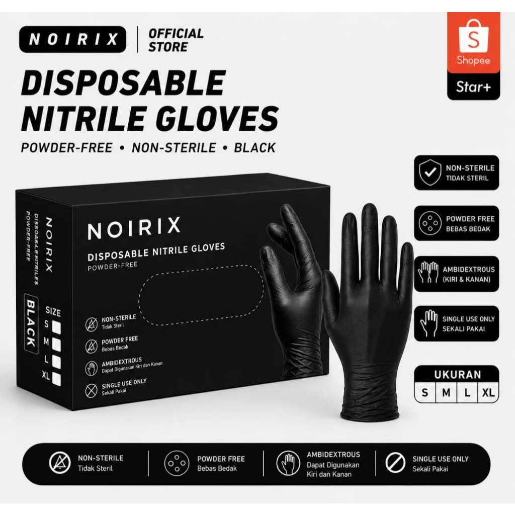 Sarung Tangan Nitril Black Hitam Nitrile Latek Food Grade Karet Nitril Hand Glove Masak Hotel Restau