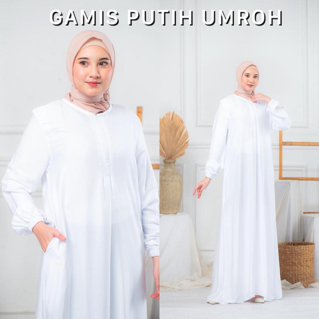 Gamis Mahira Putih Polos Bahan Rayon Adem