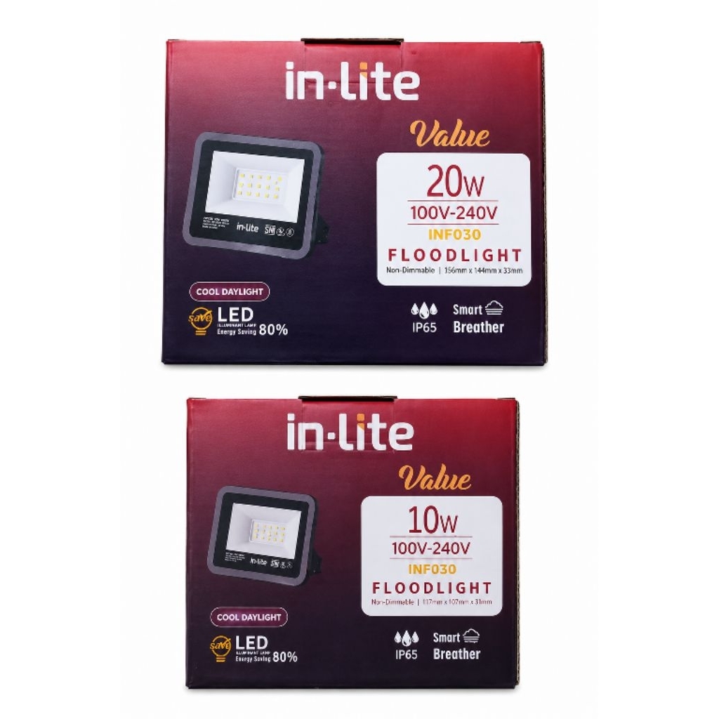 LAMPU SOROT LED 10 W 20 WATT INLITE FLOOD LIGHT/ LAMPU TEMBAK/ LAMPU OUTDOOR