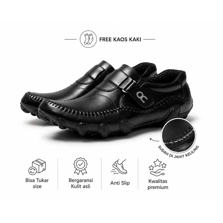 OC-003 Sepatu Slip On Pria Formal Kantoran Kerja Kuliah Kondangan Pantofeli