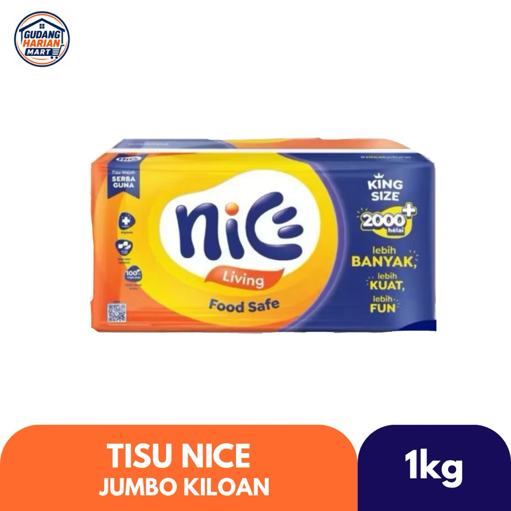 NICE tisu wajah 1KG (1000g) 2000 helai - tisu murah lembut & higienis