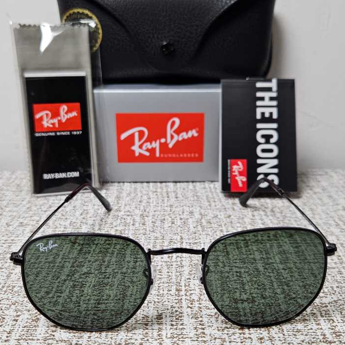Kacamata Rayban Hexagonal RB3548N  002 Black Lens Green Original