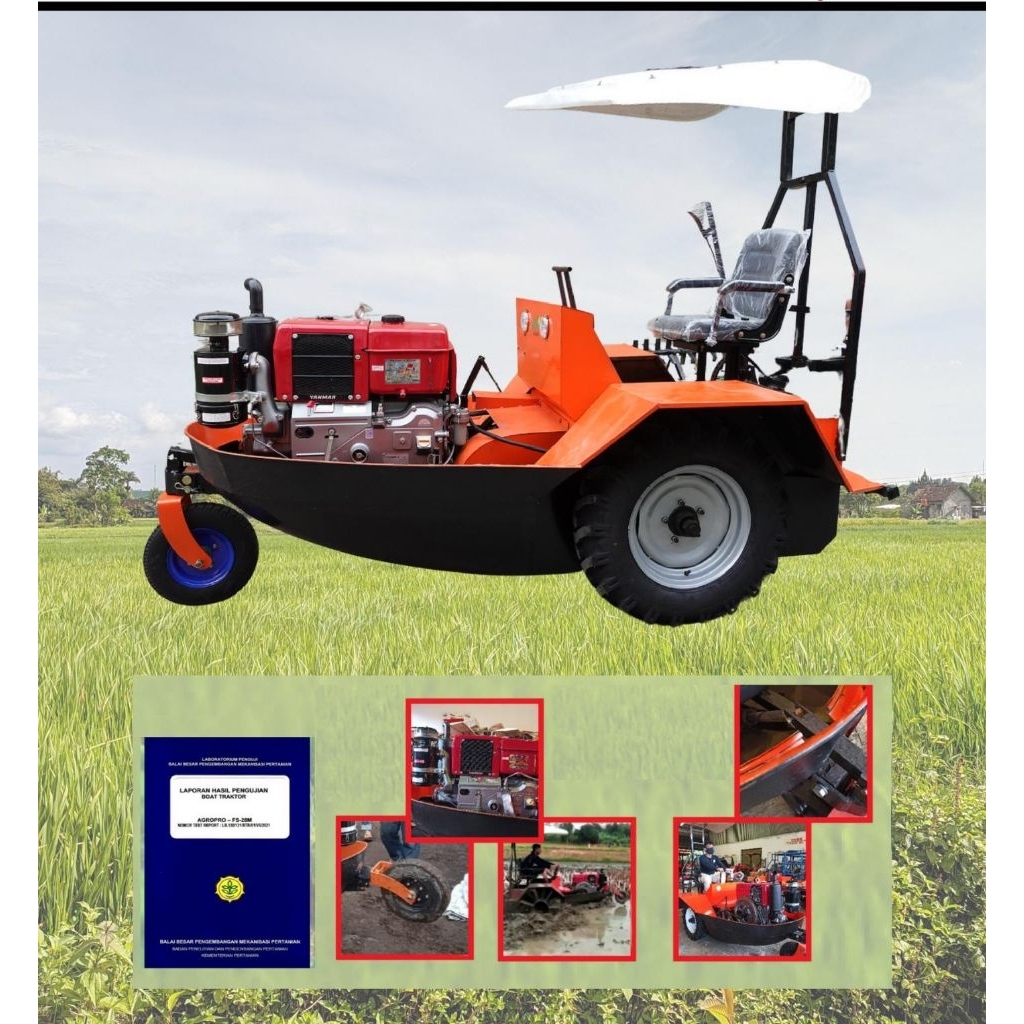 TRAKTOR PERAHU FS-28E PEMBAJAKAN SAWAH DI LAHAN BASAH