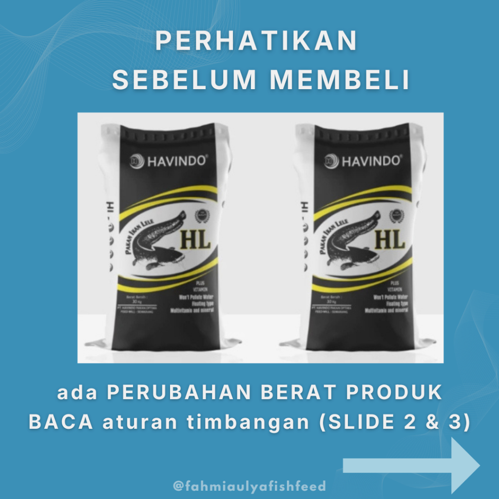 PAKAN IKAN MURAH (KEMASAN 30 KG) HAVINDO LELE (HL) | PAKAN IKAN APUNG LELE
