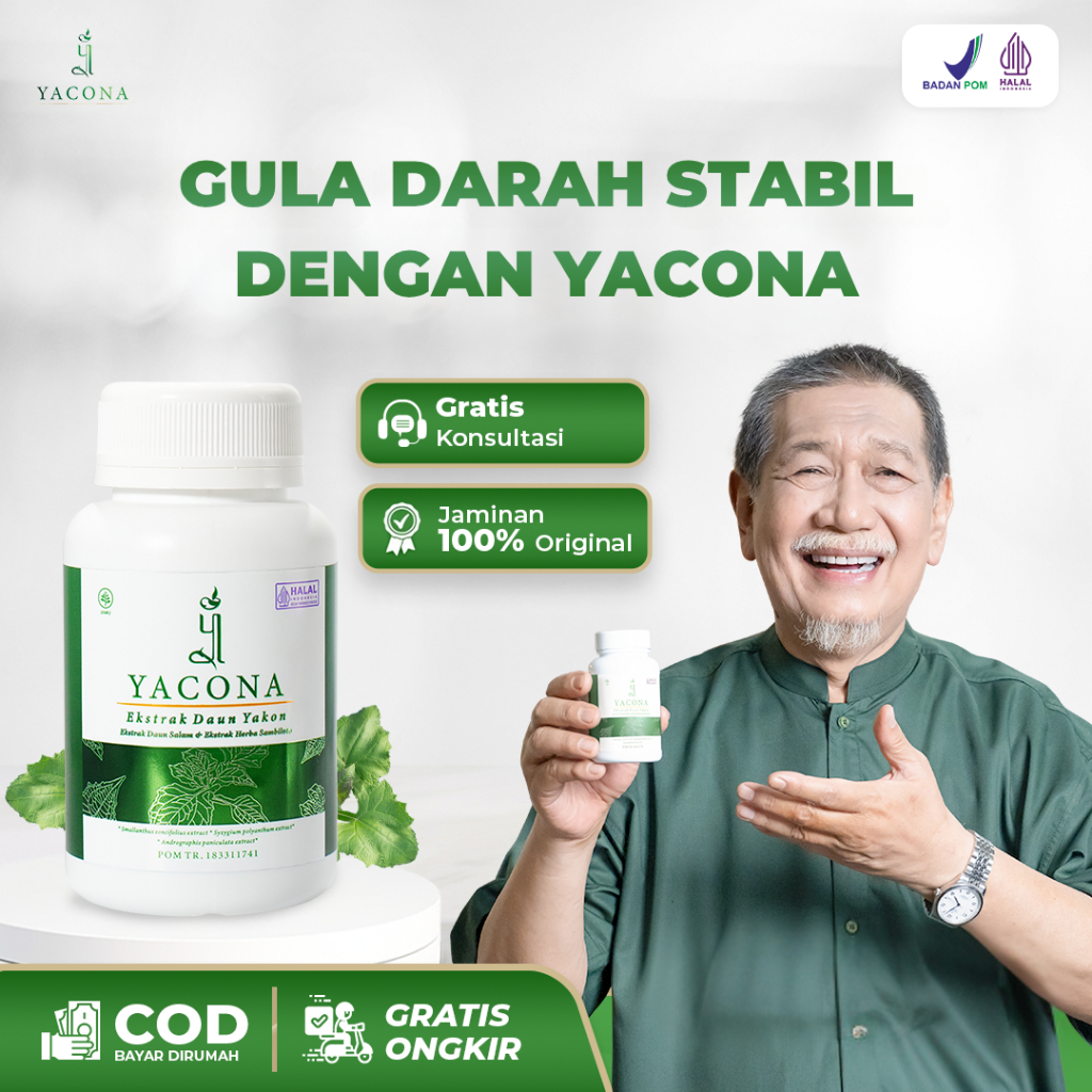 Yacona Kapsul Diabetes Herbal Kencing Manis Stabilkan Gula Darah Tinggi 60 Kapsul
