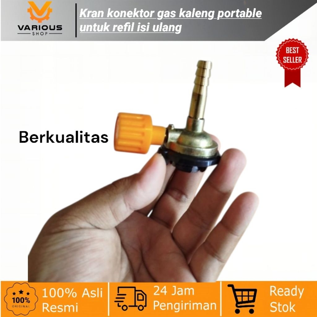 Kran konektor gas kaleng portable untuk refil isi ulang menggunakan selang kompor gas