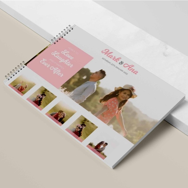 BUKU TAMU PERNIKAHAN HARD COVER DESIGN TEMPLATE JILID SPIRAL CETAK FULL COLOUR