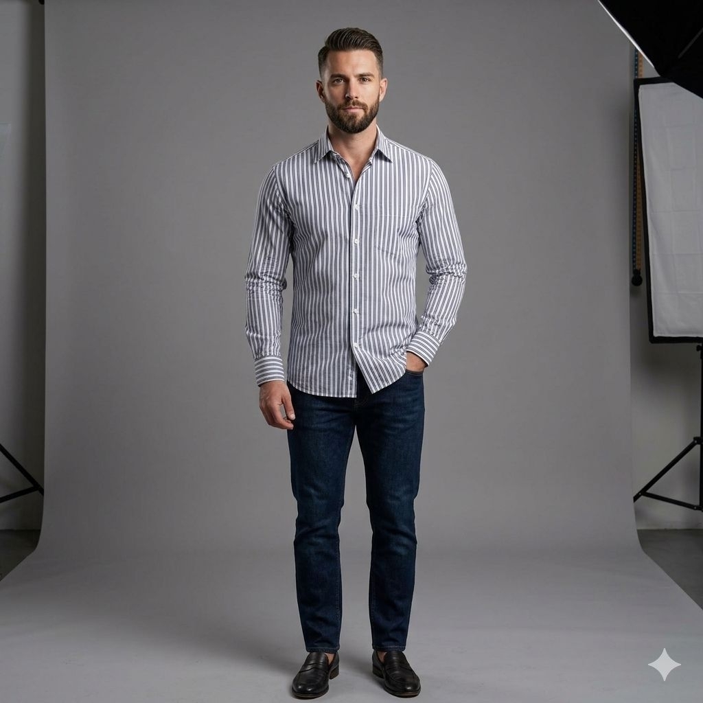 Ermenegildo Zegna Luxury Stripe Kemeja Lengan Panjang