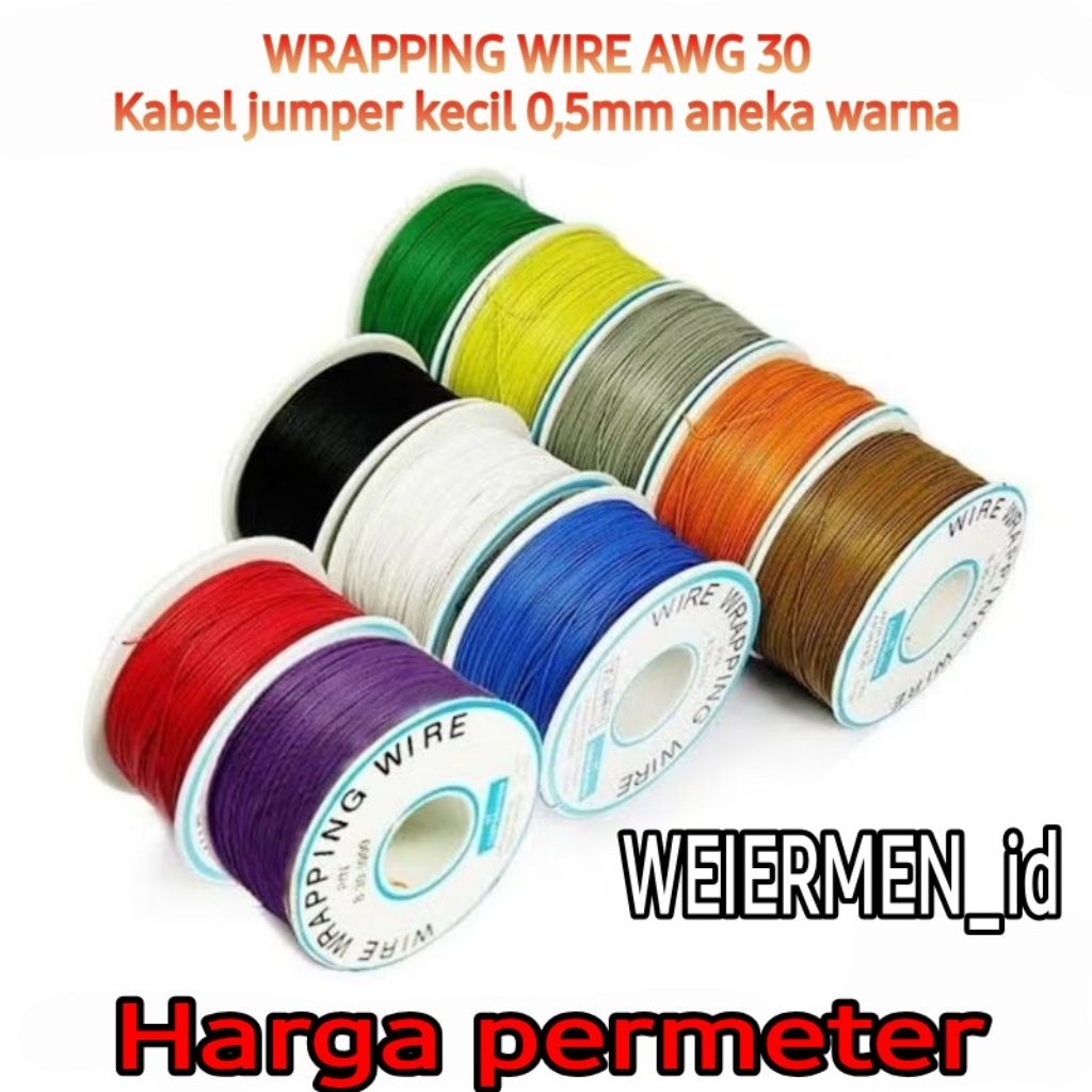 KABEL JUMPER WRAPPING WIRE AWG 30 kuning. Kabel tunggal kecil 0,5mm