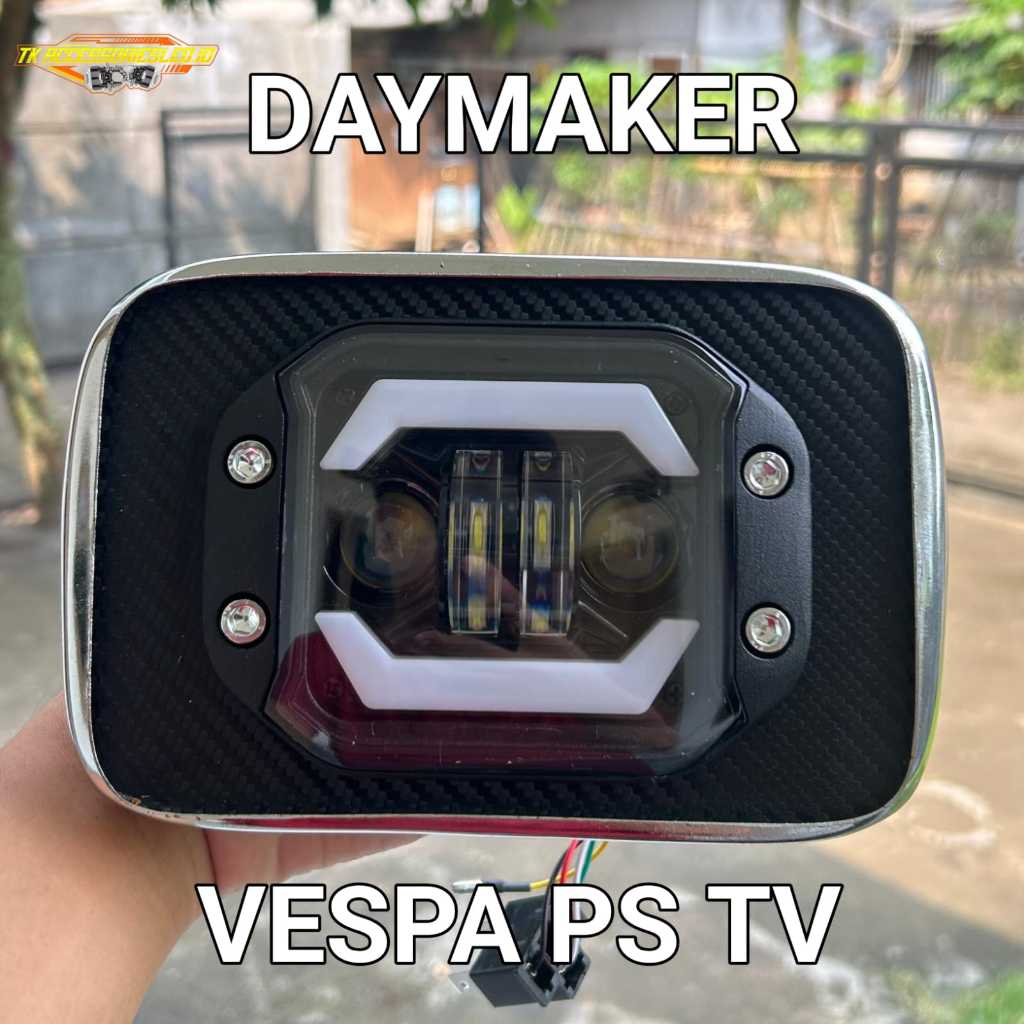 LAMPU DEPAN DAYMAKER VESPA PS TV KOTAK || PS BANCI Waterproof PNP Murah