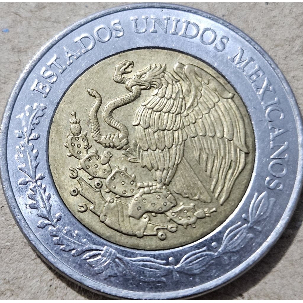 Koin Asing bimental negara mexico 5 peso bimental tahun 2016 kondisi semi luster dijamin original 10