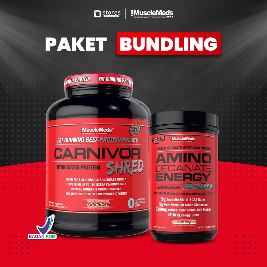 BUNDLING HEMAT | MUSCLEMEDS Carnivor Shred 4.35 lbs x Amino Decanate Energy 30 Servings