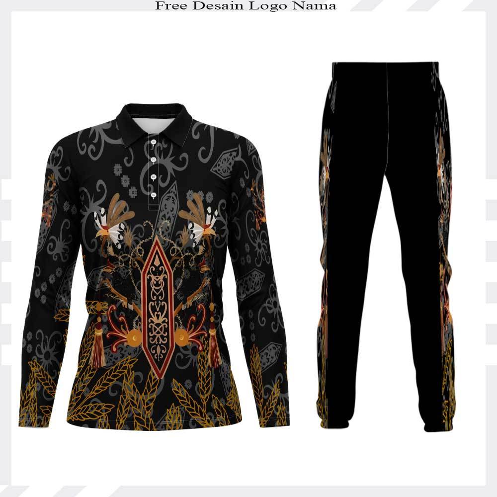 Baju Kaos Polo Wanita Jersey Dayak Kalimantan Baju Gawai Dayak Kalimantan Jersey Batik Dayak