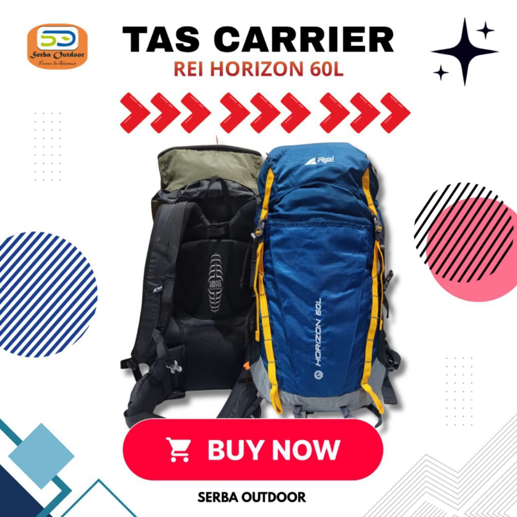Tas Carrier Outdoor Camping Rei Horizon Kapasitas 60 Liter