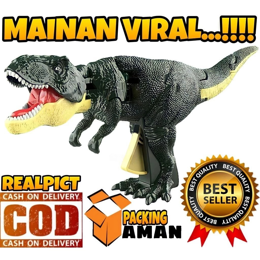 MAINAN ANAK VIRAL DINOSAURUS T-REX TEKAN KEPALA NENGOK AR267 MAINAN SHAA SHA VIRAL