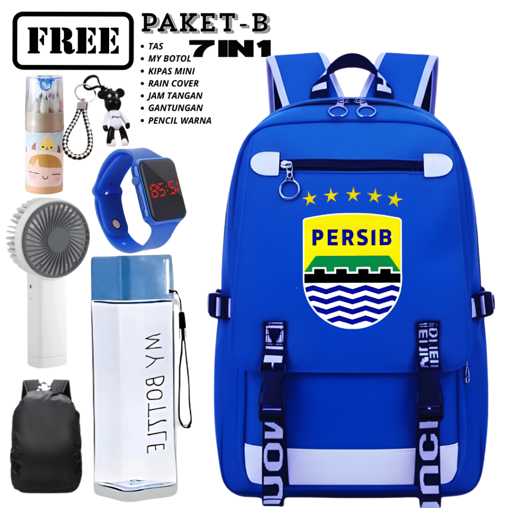 Tas Ransel Karakter Model Motif PERSIB Biru Elegan Premium Liminted Edition Original Design Terbaru 