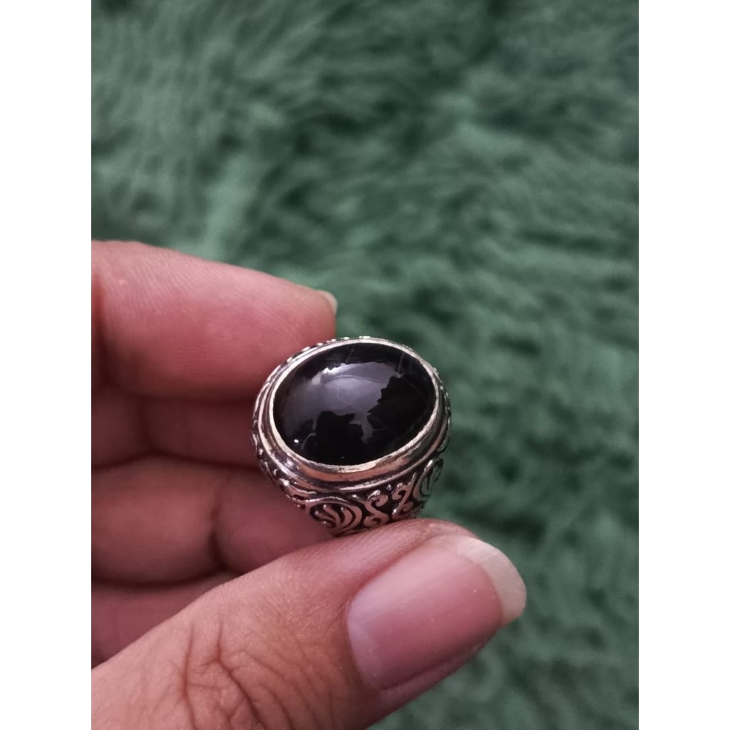 cincin batu akik yaman wulung junder natural mantap ring size 7