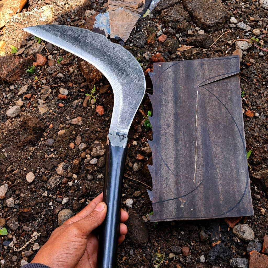 sabit arit gergaji, sabit bahan gergaji senso, sabit tajam, tipis ringan, sabit rumput tajam, sabit 