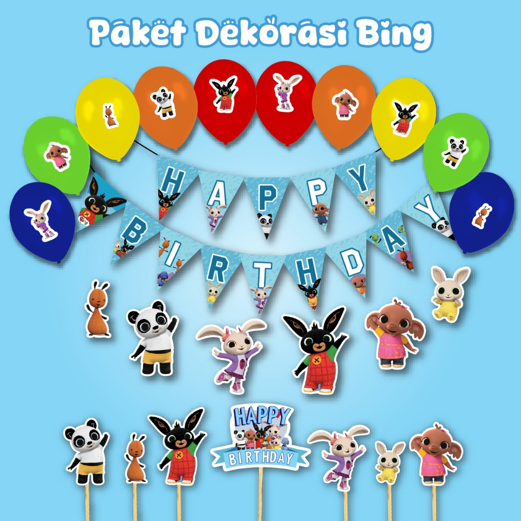 PAKET DEKORASI BING BUNNY SULA PANDO COCO ULANG TAHUN ULTAH HAPPY BIRTHDAY HIASAN DEKOR KELINCI BANN