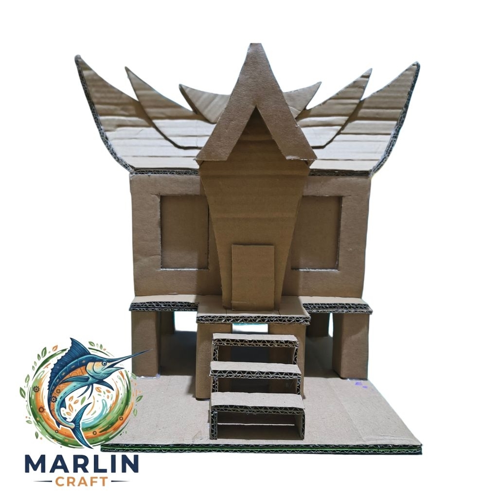 Maket Rumah Gadang dari Kardus - Prakarya Sekolah Tugas Seni Budaya & Prakarya (Prakarya Siap Pajang