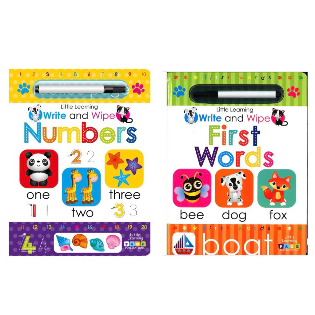 SALE Little Learning Write and Wipe Numbers / Write and Wipe First Words / Wipe and Clean Activity B