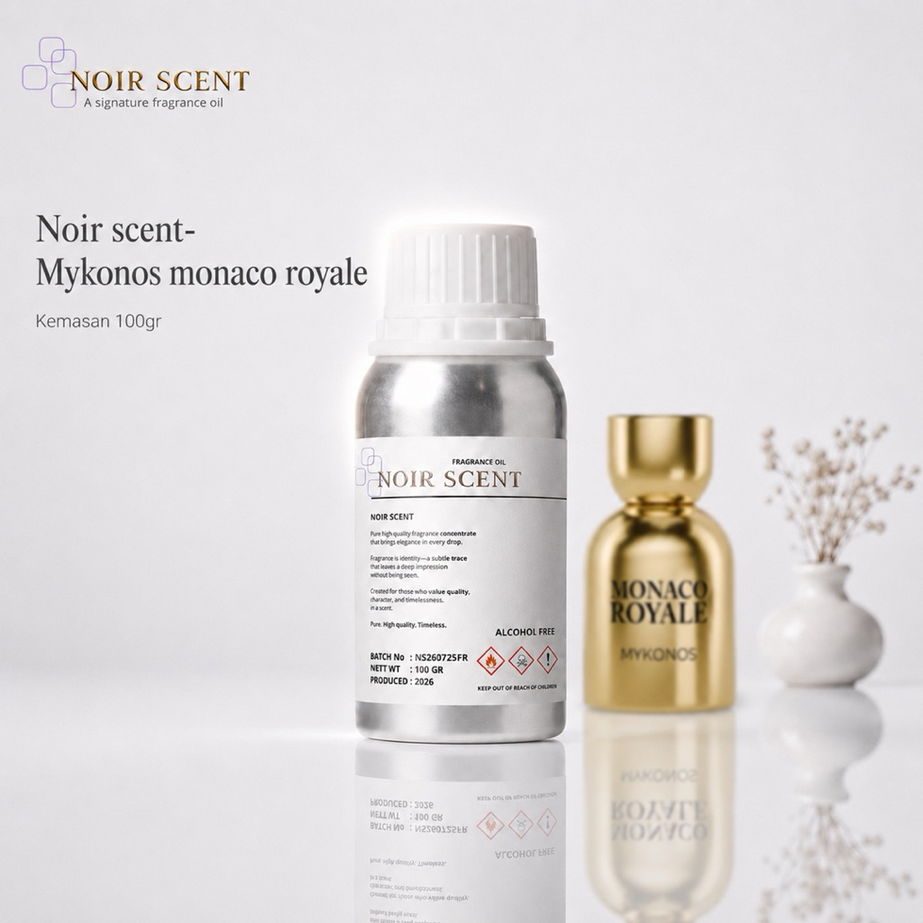 Noir scent bibit parfum murni Mykonos Monaco royale 100gr aroma tebal
