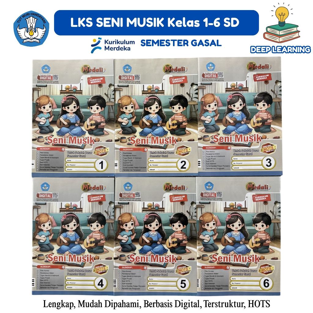 LKS Seni Musik Medali SD MI Kelas 1-6 Semester 1 Kurikulum Merdeka Medali Buku Latihan Soal