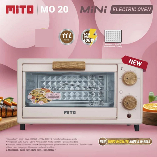 MITO Oven Listrik Mini Electric Oven MITO MO20 MO 20 MO-20 Kapasitas 11 Liter