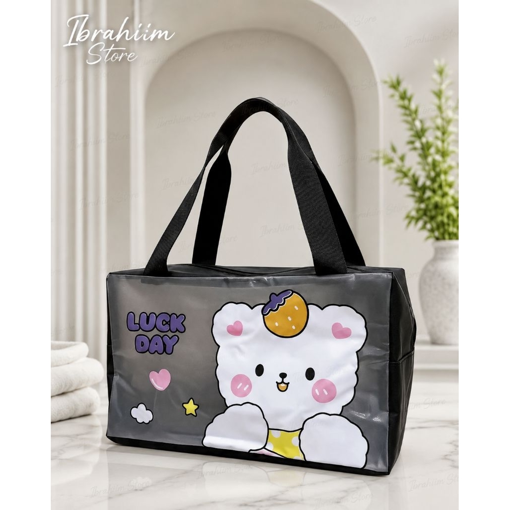 Lumi Bunny Bag Pouch Mika Transparan Lucu Tas Serbaguna Wanita Cosmetic Bag Travel Organizer