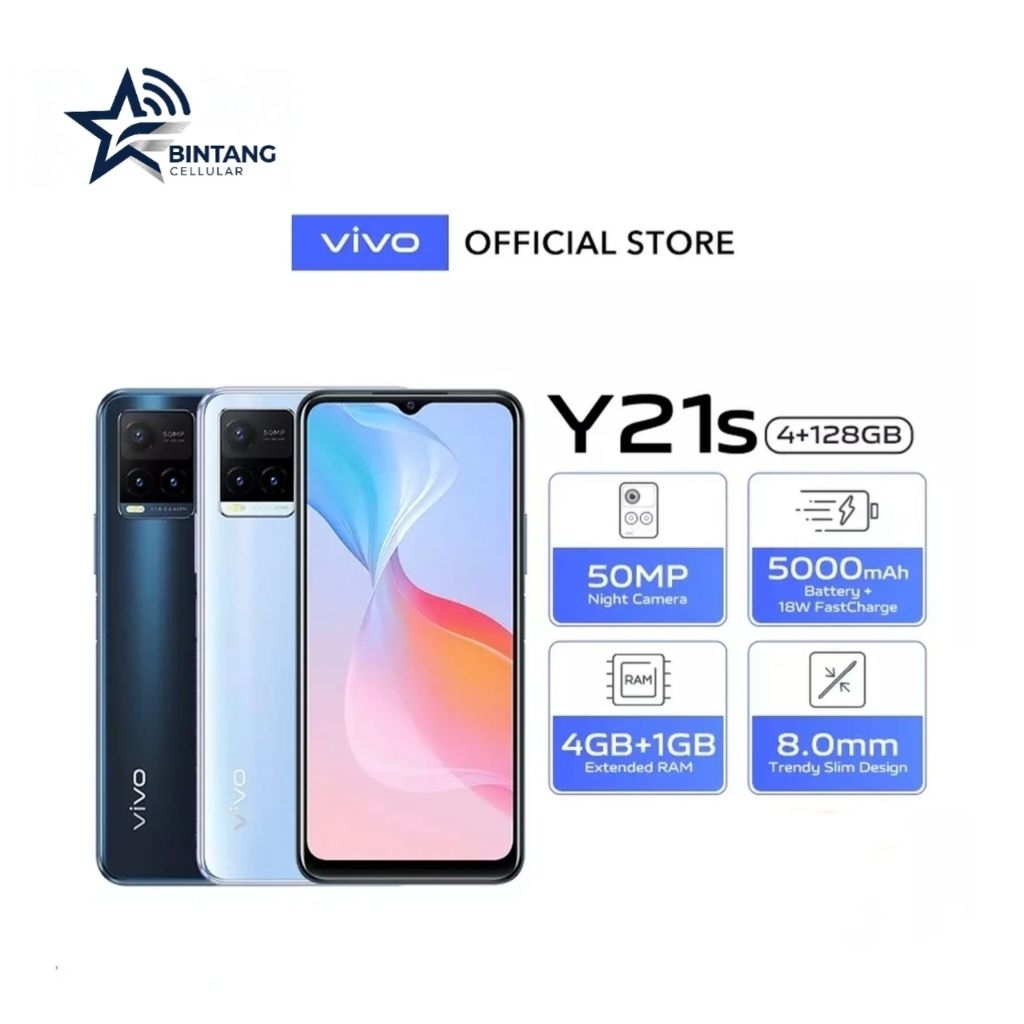 HP VIVO Y21S  4/128 GB - VIVO Y21S RAM 4GB ROM 128GB GARANSI RESMI