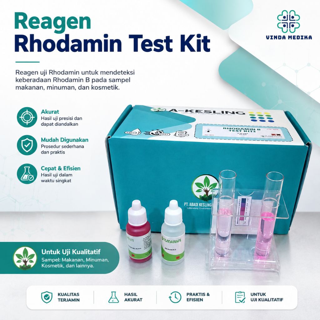 Reagen Rhodamin B Test Kit Original – Alat Uji Kandungan Rhodamin pada Makanan Minuman Kosmetik – Ra