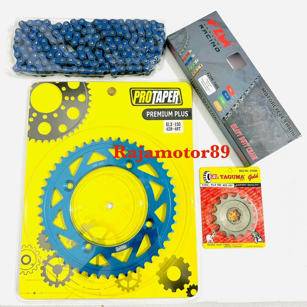 Gear set Protaper Biru KLX 150 DTRACKER 150 set rantai VZM Racing Biru 428