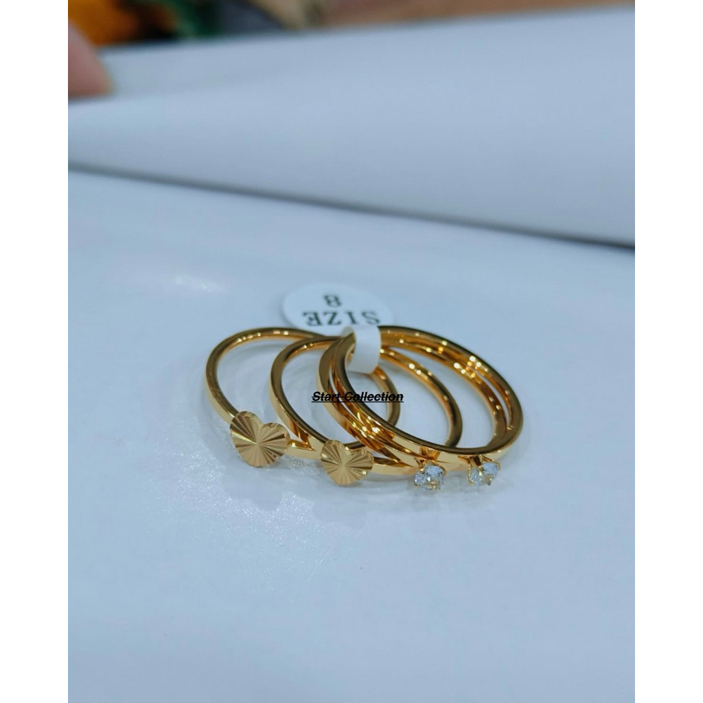 cincin wanita set 4 titanium model love ukir isi 4pcs