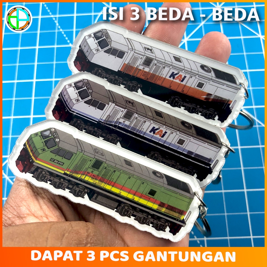 [isi 03] Ganci Kereta CC203 Lengkap VINTAGE - WUMBO - PUTIH OREN | Gantungan Miniatur Kereta Api