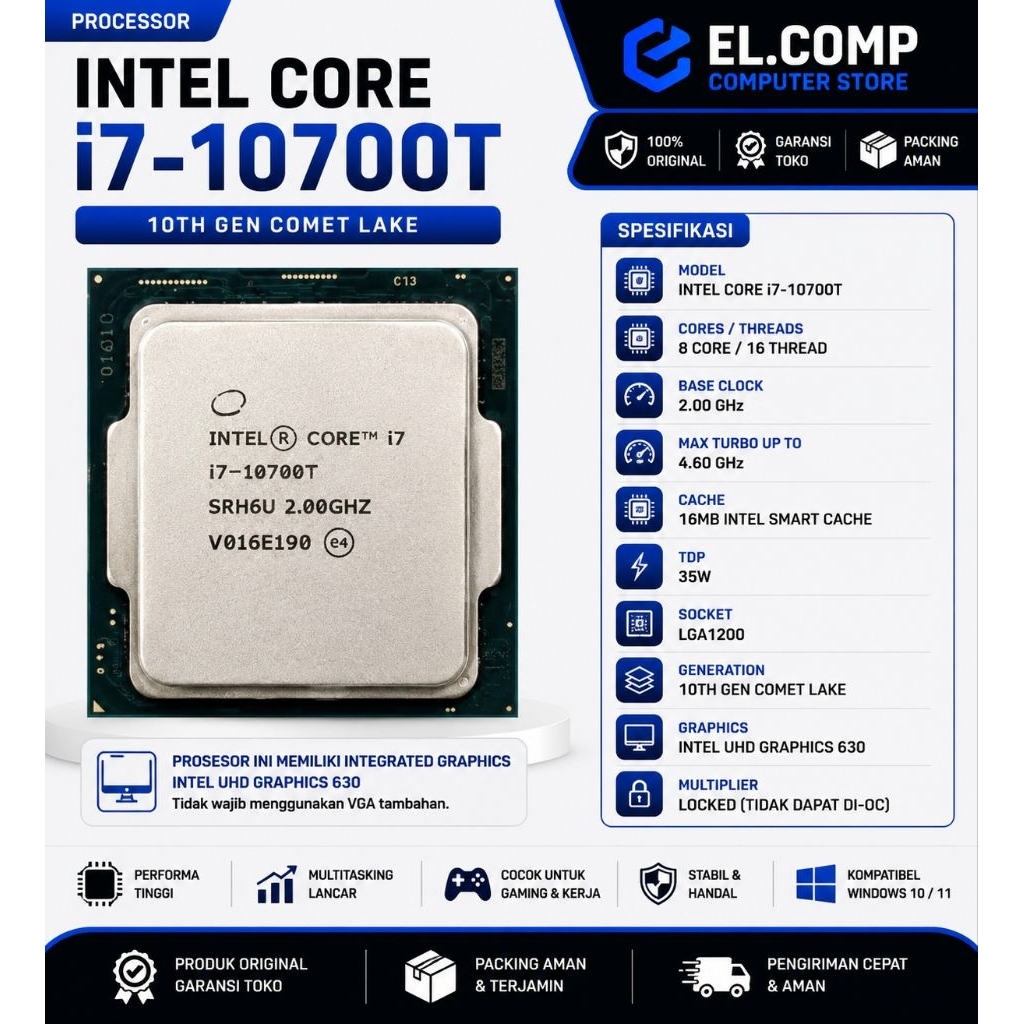 PROCESSOR INTEL CORE I7 10700T TRAY LGA 1200