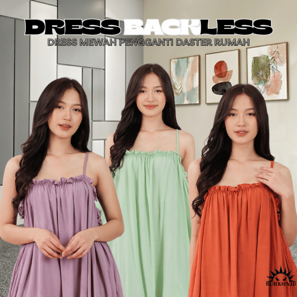 Blacksun.id - Kirania Dress Backless Panjang LD 120 Dress Pendek Backless Bahan Rayon
