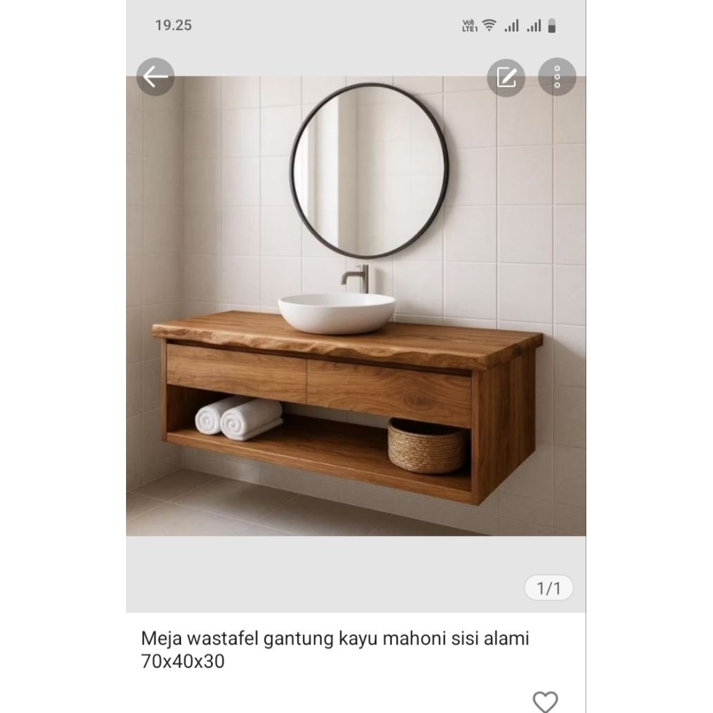 meja wastafel kotak kayu mahoni 100x60x40