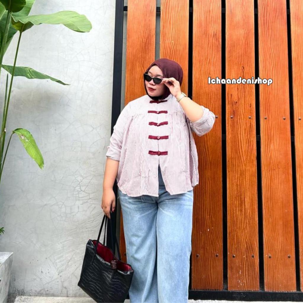 ICH - Aira Blouse Salur Cheongsam Jumbo Atasan Wanita Bigsize